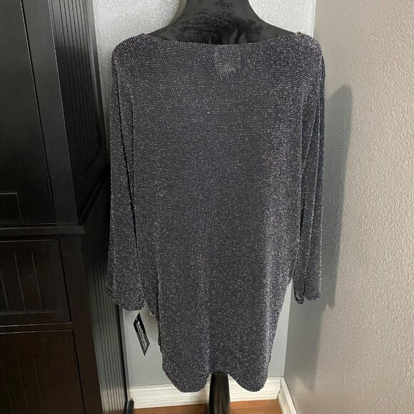BonWorth Blouse Women’s XL Black Sparkle Metallic Shimmer Party Glam Holiday NWT - Picture 4 of 9